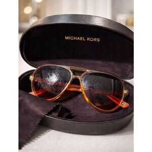 Michael Kors Calcos Aviator Sunglasses Orange w/ Case AS IS